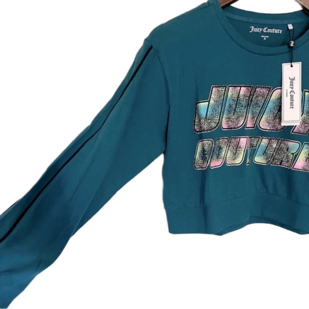 Juicy Couture Saphire Wave Long Sleeve Crop Top Women’s Size XS